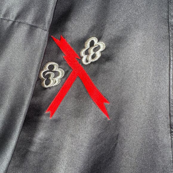 Japanese Kimono Short Sleeve Robe Mens Size 42 Black Japan Embroidered Dragon - Picture 5 of 11